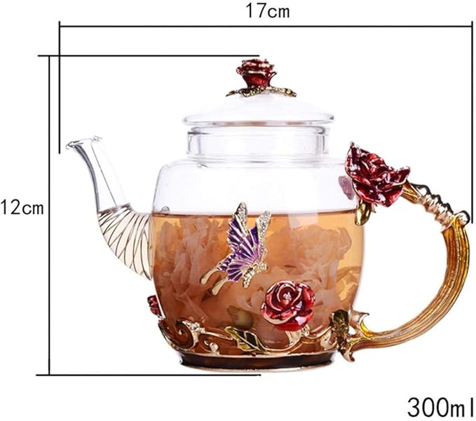 Tea Pot Glass, Fancy Tea Cup, Fancy Tea Set for Adults, Pretty Tea Teapot（10.6oz / 300ml） (Blue) - Bloomnest