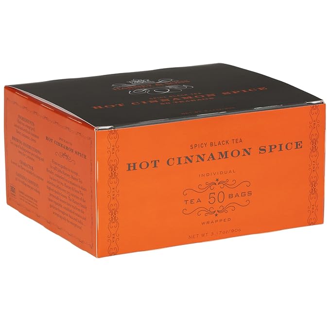 Harney and Sons Hot Cinnamon Spice, a Spicy Black Tea with Cinnamon, Orange Flavors & Sweet Clove - 50 Teabags - Bloomnest