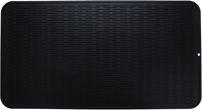Silicone Dish Drying Mat for Multiple Usage,Easy clean,Eco-friendly,Heat-resistant Silicone Mat for Kitchen Counter or Sink,Refrigerator or Drawer Liner Black 4XL 32 inches x 18 inches - Bloomnest