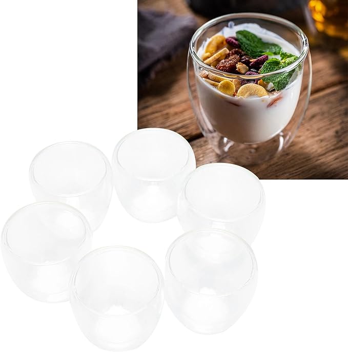 Glass Coffee Mugs Set of 6, 3OZ Insulated Double Wall Coffee Cups, good for Cappuccino, Latte, Americano, Tea Bag, Beverage,Glass Coffee Cups - Bloomnest