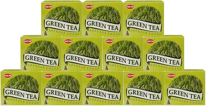 Green Tea Incense Cones and Cone Incense Burner Bundle Insence Insense Hem Incense TRUMIRI