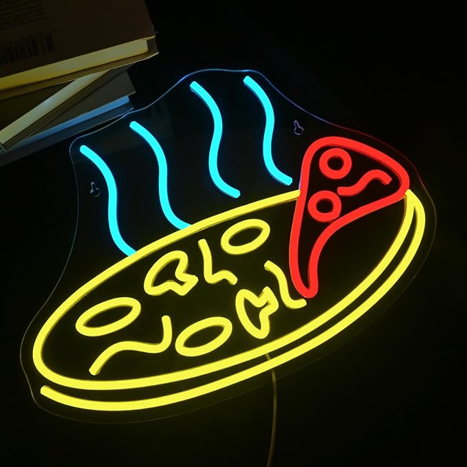 Lucunstar Pizza Neon Sign Vibrant Italian Slice LED Wall Decor for Restaurants Home Kitchens Gifts Energy-Efficient Ideal Gift for Kids Boys Girls and Pizza Lovers - Bloomnest