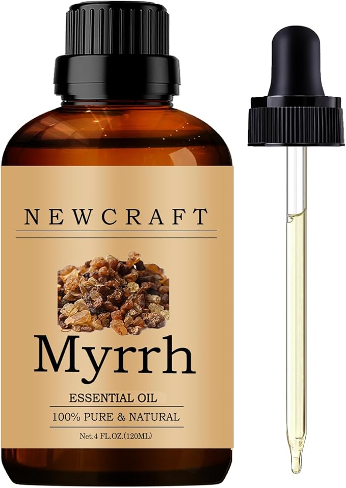 Myrrh Essential Oils 120ML, Pure and Natural Essential Oil with Dropper for Aromatherapy Diffuser, Soap Making & DIY - Myrrh/4 Fl Oz NewCraft
