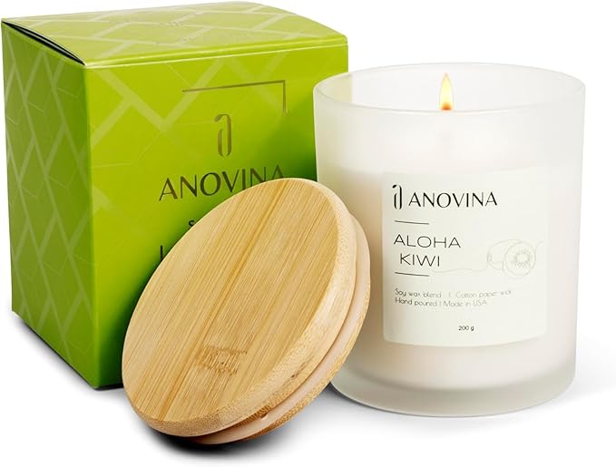 Anovina Fruity Scented Candle – Juicy Blend of Passionfruit, Pineapple, Kiwi & Coconut – Non-Toxic Soy Wax Blend – Candle Gifts for Women, Home or Kitchen - Bloomnest
