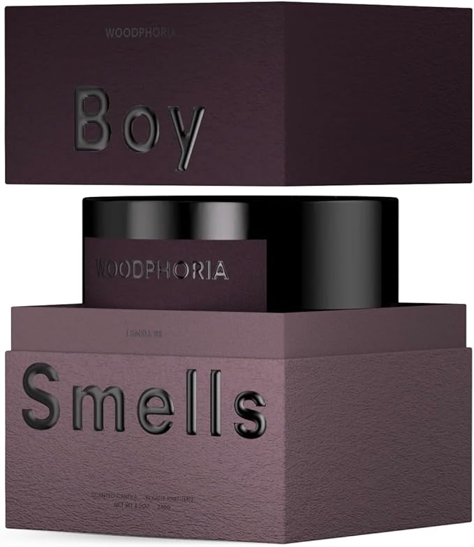 Boy Smells - Woodphoria Scented Candles for Men and Women - 8.5 oz - Soy, Coconut Wax Candle Blend - Aromatic Candles for Home with Fig, Sandalwood and Jasmine - 50-Hour Burn - Cotton Wick - Bloomnest