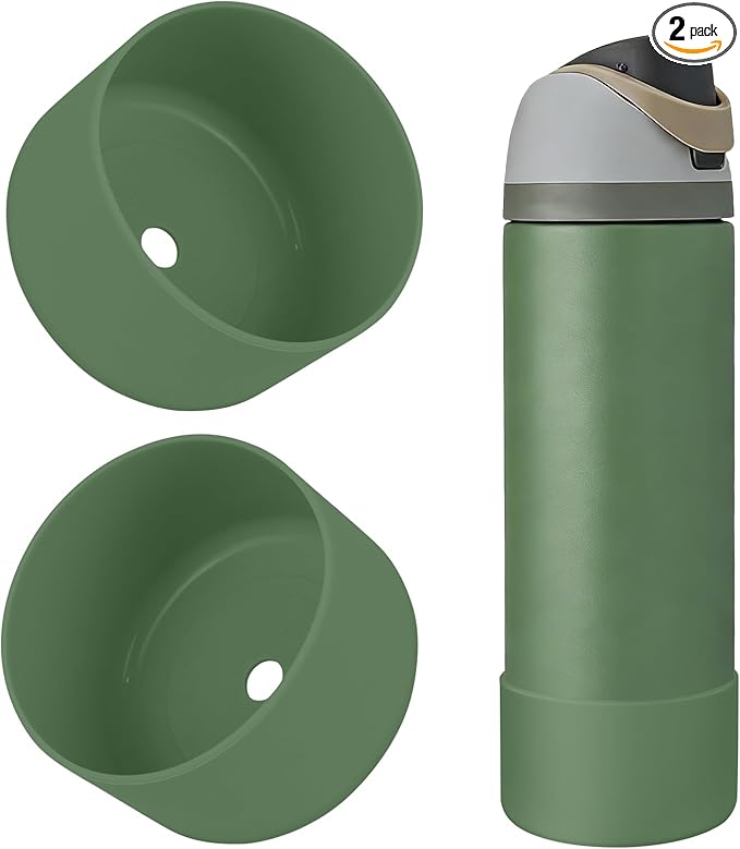 2PCS Silicone Water Bottle Boot, Compatible with Owala 24oz 32oz 40oz, Protective Anti-Scratch & Anti-Dent No Noise Sleeve Cover for FreeSip/Twist/Flip Water Bottles (Green House, 24oz) BKBY