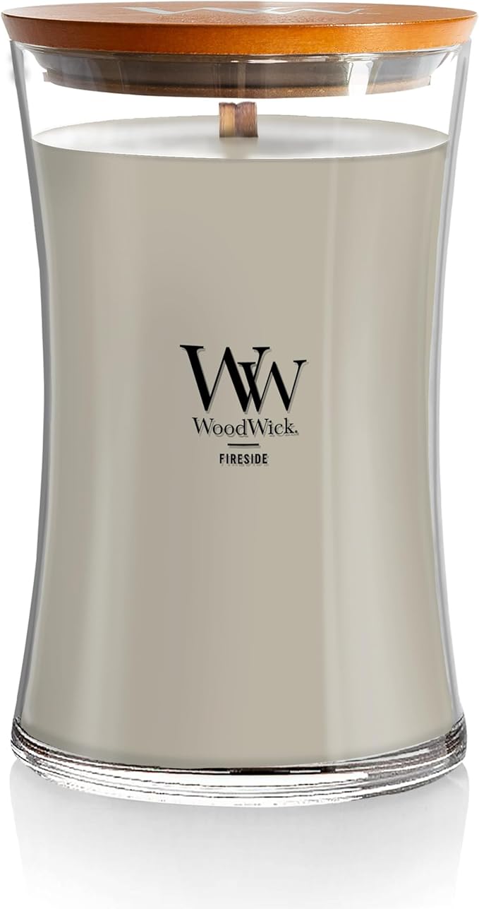WoodWick Large Hourglass Fireside Candle Premium Soy Blend Wax Crackles as it burns Perfect for Gifting - Bloomnest