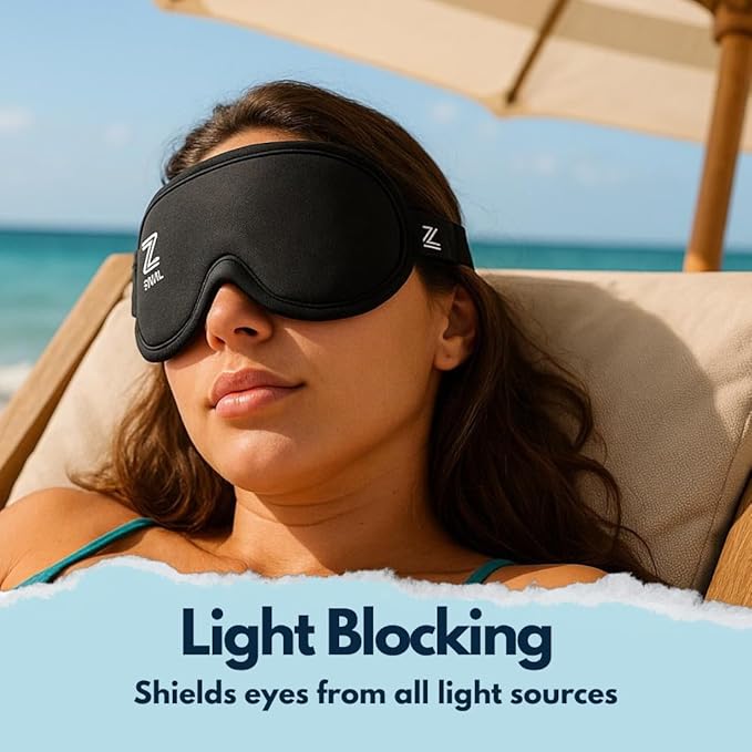 ZOLTE 3D Sleep Eye Mask for Men Women, No Eye Pressure, 3D Sleeping Mask, Contoured Memory Foam, Light Blocking, Adjustable Strap – Soft & Breathable for Deep Sleep, Travel & Meditation. Black