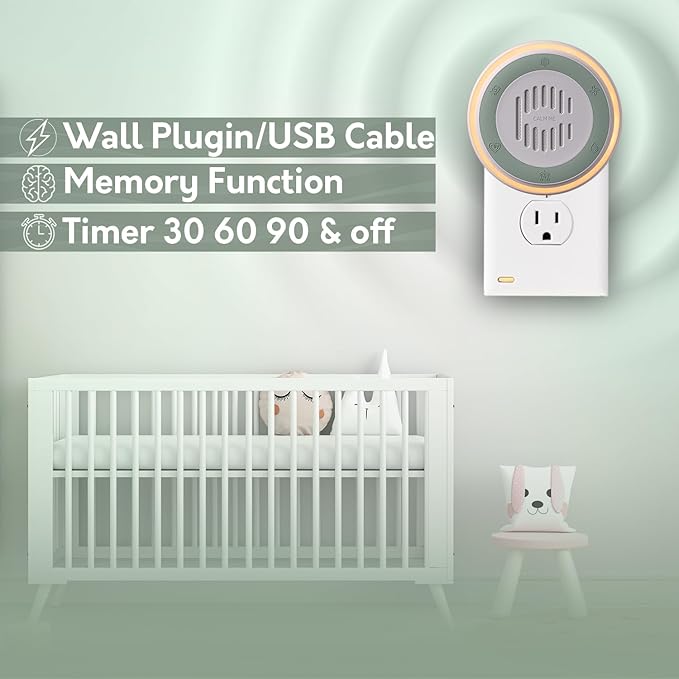 Wall Plug in White Noise Sound Machine for Office Privacy & Noise Canceling, White Noise Machine for Sleeping Adults & Baby, Therapy Noise Blocker with 20 Soothing Sounds & Nightlight by Calm Me. - Bloomnest