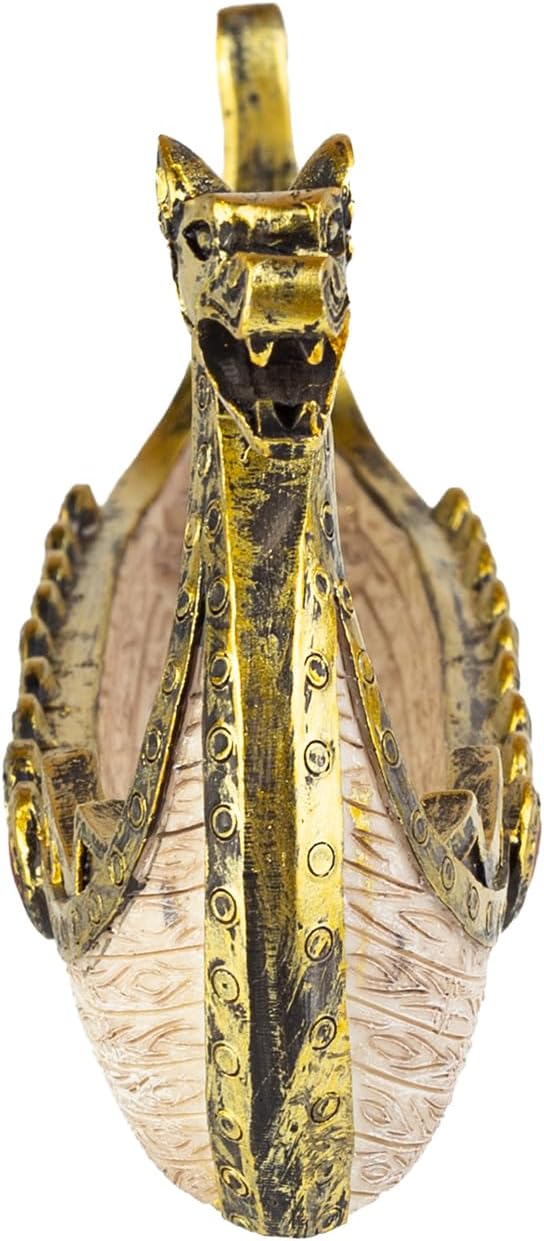 Comeon Retro Incense Burners Traditional Chinese Design Dragon Boat Incense Stick Holder Burner Hand Carved Carving Censer Ornaments (Gold) - Bloomnest