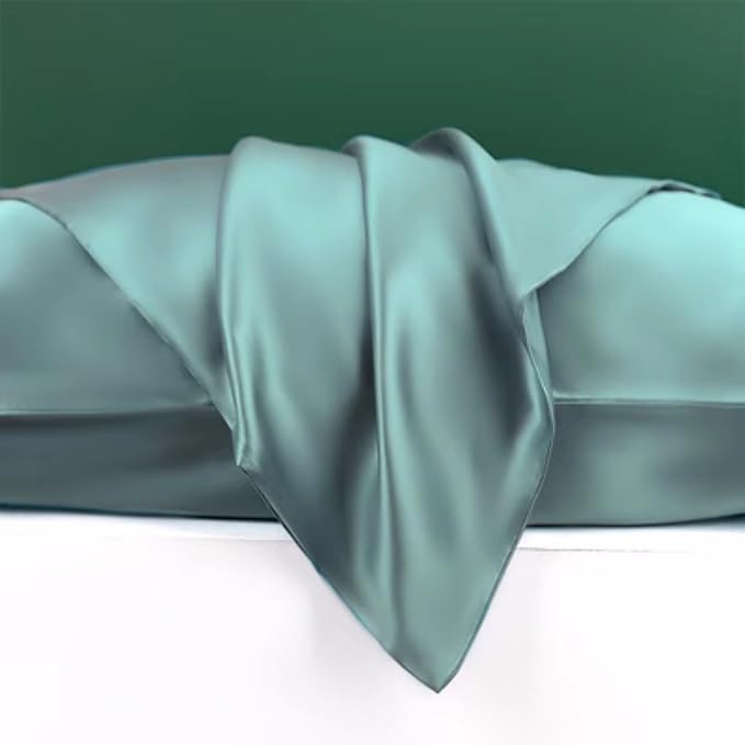 22 Momme Silk Pillowcase for Hair and Skin Made in USA,100% Pure Mulberry Silk Pillow Cases, 6A Grade Natural Organic Silk, Oeko-TEX Certified, Anti Aging, 1 Pack 20"x26" (Standard, Mineral Blue) - Bloomnest