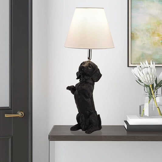 Black Dachshund Dog Table Lamp Creative Puppy Resin Desk Lamp Farmhouse Dachshund Pet Animals Nightstand Lamp for Bedroom Living Room Children’s Room Office Cafe - Bloomnest
