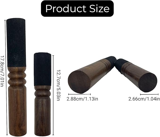 2 Pieces Tibetan Singing Bowl Mallet Suede Wooden Striker Leather Wrapped Meditation Mallet Sound Bowl Stick Buddha Musical Instruments for Buddhist Meditation Yoga Chime (Black and Brown) - Bloomnest