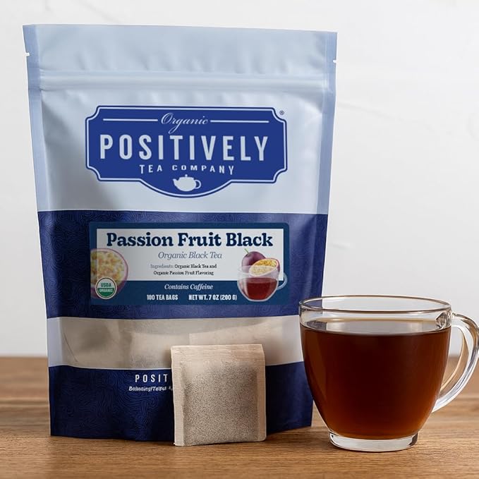 Organic Positively Tea Company, Passion Fruit Black Tea Bags, 100 Count, Eco-Friendly Tea Bags, Non-GMO - Bloomnest