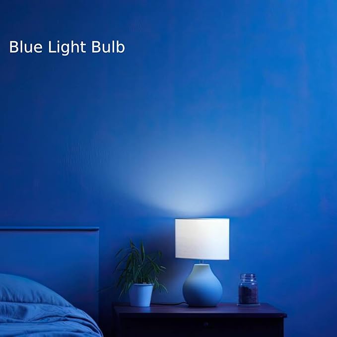 4 Pack 3.2 Inch T10 Blue Light Bulb, E26 Base Edison Bulbs Dimmable, AC 120V 60 Watt Equivalent Clear Glass Filament Bulb, Halloween Christmas Party Bar Colored Light Bulbs, UL Listed - Bloomnest