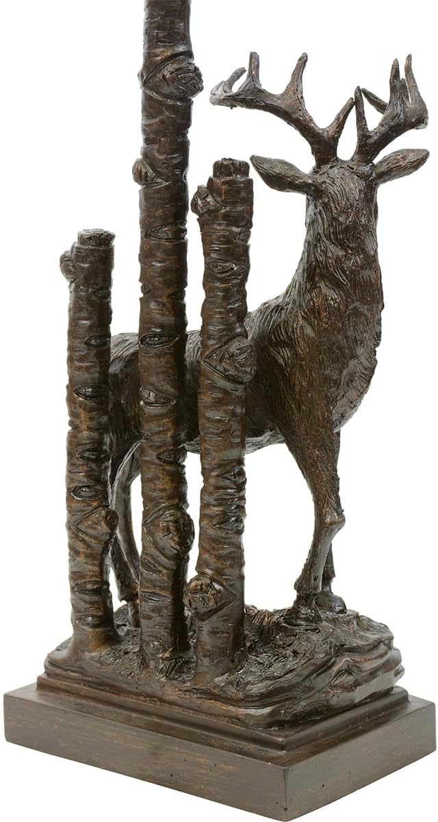 BLACK FOREST DECOR Bronze Deer Table Lamp - Rustic Lodge Desk Lamp for Cabin or Living Room - Bloomnest