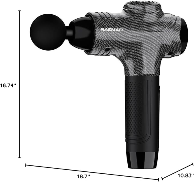 RAEMAO Massage Gun, Handheld Electric Deep Tissue Muscle Massager for Athletes for Pain Relief Attaching 8 Replacement Heads, Percussion Massager with 10 Speeds, Father's Day Gifts, Carbon - Bloomnest