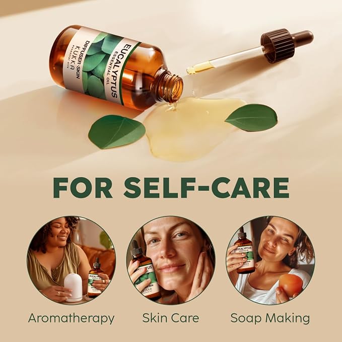 KUKKA Eucalyptus Essential Oils - 4 Fl Oz - for Hair, Skin, Diffuser, Aromatherapy & DIY Soap Making Scent - Bloomnest