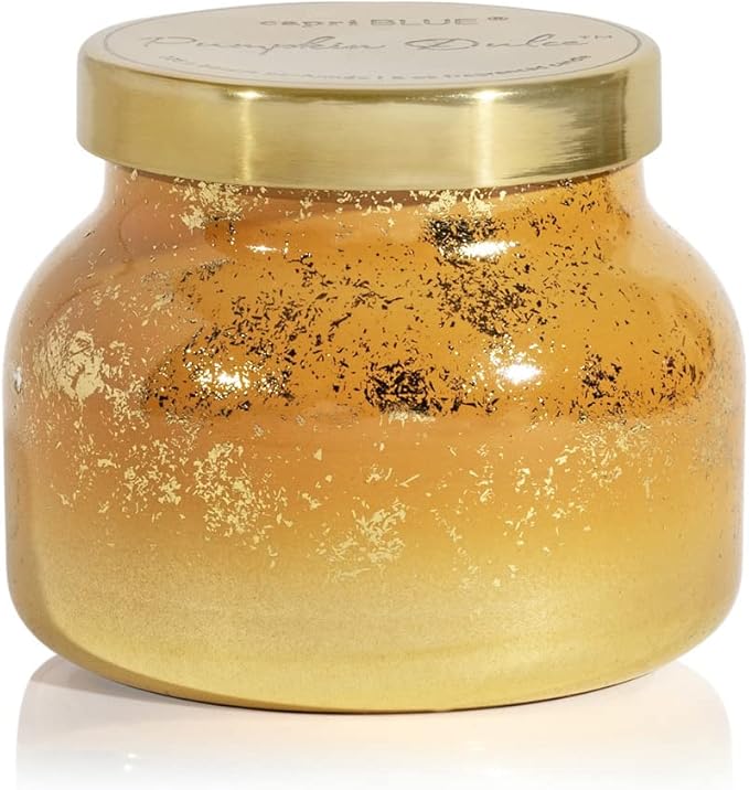 Capri Blue Glimmer Jar Candles - Luxury Holiday Scented Candles for Home - Long Lasting Soy Wax Blend - Scented Holiday & Home Decor - Pumpkin Dulce Petite Signature Jar (8 oz) - Bloomnest