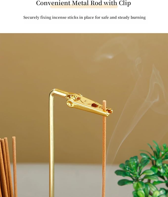2 in 1 Glass Incense Holder for Sticks with 9-Hole Upright Burner, Ash Catcher, Cleaning Brush & Greeting Card, Meditation & Yoga Accessories,Gift for Home Decor (Light Base) - Bloomnest