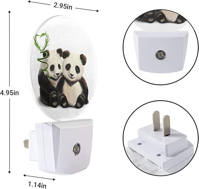 EKOBLA Cute Panda Night Lights Plug into Wall Panda Bear Bamboo Plug-in Nightlights Home Auto Sensor LED Dusk to Dawn Light for Bedroom Bathroom Kitchen Corridor - Bloomnest