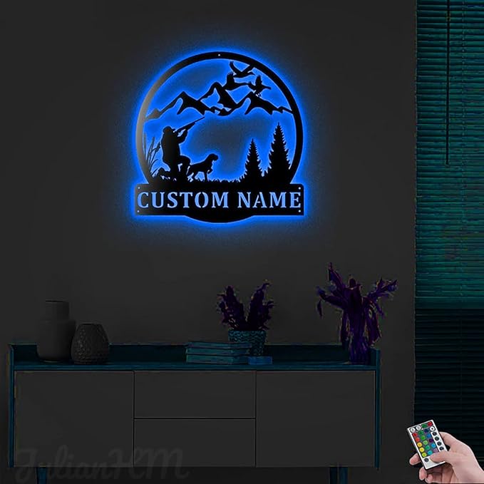 Lovely POD Personalized Metal Sign, Custom Duck Hunting Monogram Wall Decor With Led Lights, Perfect For Living Room & Outdoor Home Decor - Bloomnest