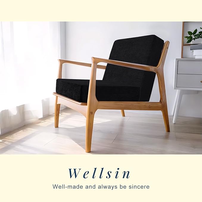 Wellsin Solid Square Floor Pillows for Adults Kids - Large Meditation Floor Pillow Seating Cushion with Thick Foam & Washable Velvet Cover, 1 Pack, 22x22x5 Inch, Black