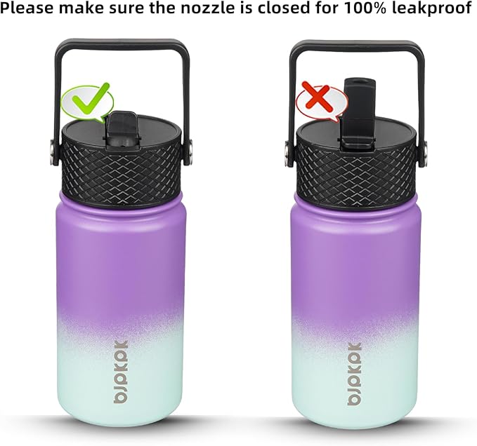 BJPKPK Water Bottle with Straw Lid, 15 oz Insulated Water Bottle, Stainless Steel Metal Water Bottles, Reusable Leak Proof BPA Free Thermo, Flask, Cups, Lavender - Bloomnest