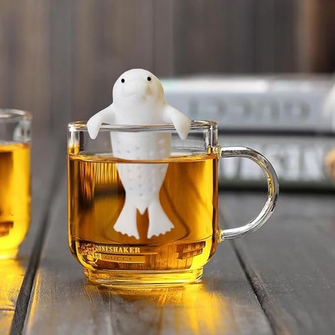 sea dog tea infuser cute animal silicone tea filters tea infuser, tea steeper for loose tea，loose tea holder，perfect for brewing tea for a more enjoyable afternoon tea time with friends and family!