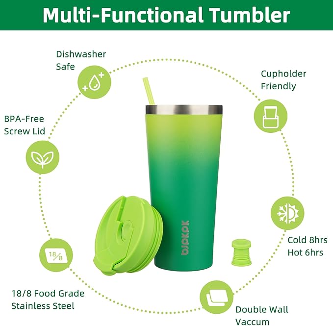 BJPKPK 22oz Tumbler With lid And Straw Stainless Steel Travel Coffee Mug Insulated Tumblers Cups,Bamboo Grove - Bloomnest