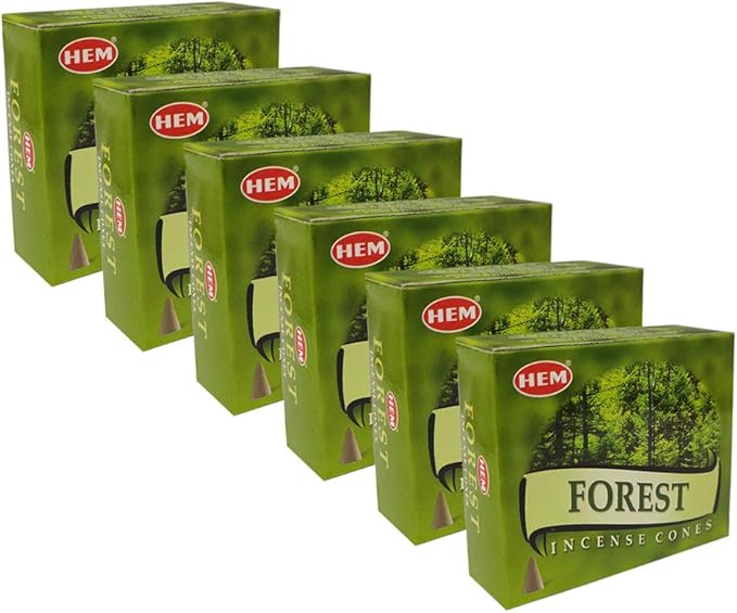 TRUMIRI Incense Cone Holder Bundle with Hem Forest Incense Cones - Pack of 6 (Approx 60 Cones) TRUMIRI