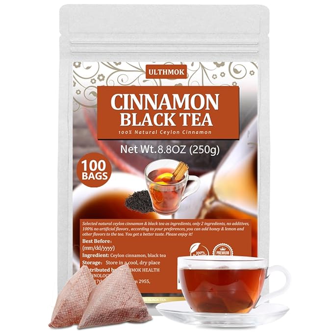 Premium 100 Cinnamon Black Tea Bags,Made with Natural Ceylon Cinnamon & Ceylon Black Tea, 100% No Artificial Flavors & No Additives. - Bloomnest