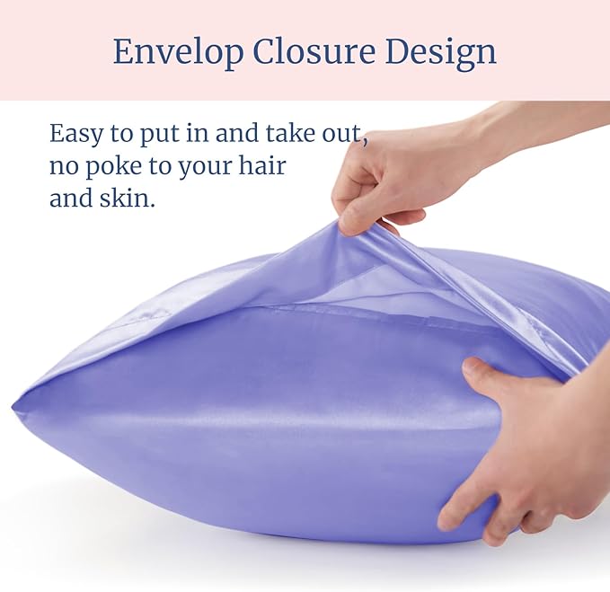 BEDELITE Satin Pillowcase for Hair and Skin, Super Soft Similar to Silk Pillow Cases 4 Pack with Envelope Closure, Cooling Pillowcases for Women Men (20"x30" Queen Size, Lilac) - Bloomnest