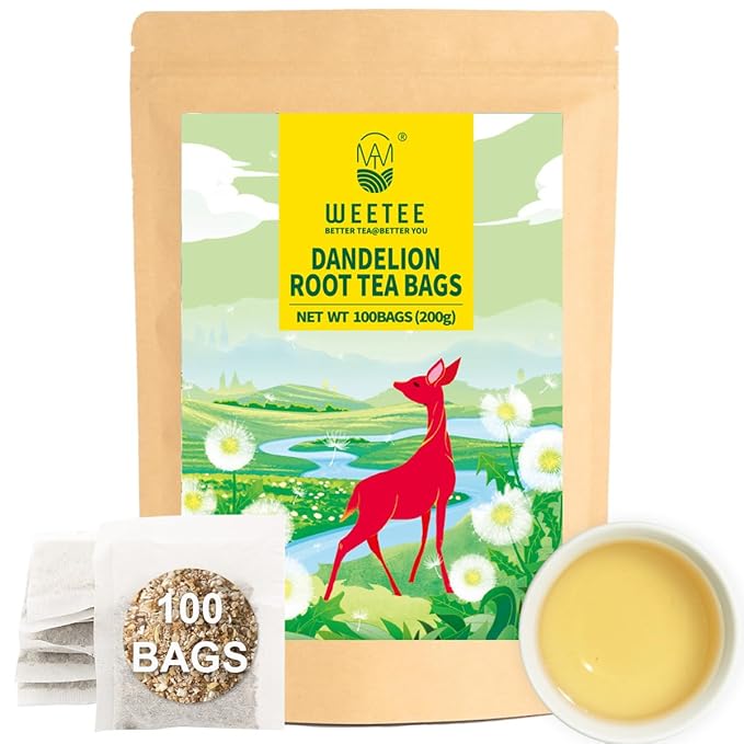 WT WEETEE Raw Dandelion Root Tea Bags, 100 Count Premium Dandelion Tea, Natural, Unprocessed, Earthy Flavor, Caffeine Free Herbal Tea - Bloomnest