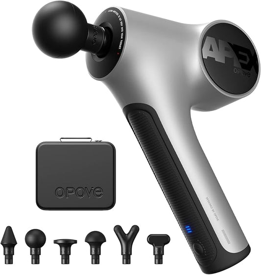 opove Apex Massage Gun Deep Tissue 14.5mm Percussion Fascia Muscle Massage for Athletes Workout Pain Relief Recovery Relaxation, Professional Therapist Choice, Ergonomic for Effortless to Use, Silver - Bloomnest