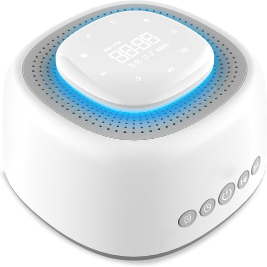 Sound Machine,White Noise Sound Machine with 50 Soothing Sounds 9-Color Night Light Memory Function Timer Alarm Clock &11 Volume Levels Portable Noise Machine for Sleeping Baby Kids Adults Travel Home