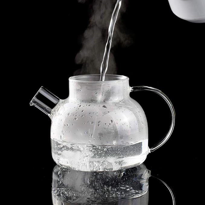 CnGlass Glass Teapot Stovetop Safe,20.3 oz Clear Tea pot with Removable Filter Spout,Loose Leaf and Blooming Tea Maker - Bloomnest