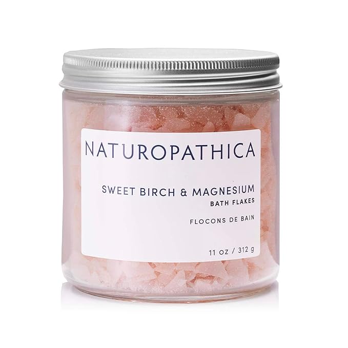 Naturopathica Sweet Birch and Magnesium Bath Flakes, Soothing Daily Bath Soak for Muscle Discomfort, Bathing Alternative to Epsom Salt, Relaxing Tension Relief Soak for Men and Women, 11 oz - Bloomnest