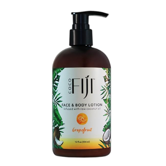 Coco Fiji Face & Body Lotion Infused With Coconut Oil | Lotion for Dry Skin | Moisturizer Face Cream & Massage Lotion for Women & Men | Grapefruit 12 oz, Pack of 1 - Bloomnest