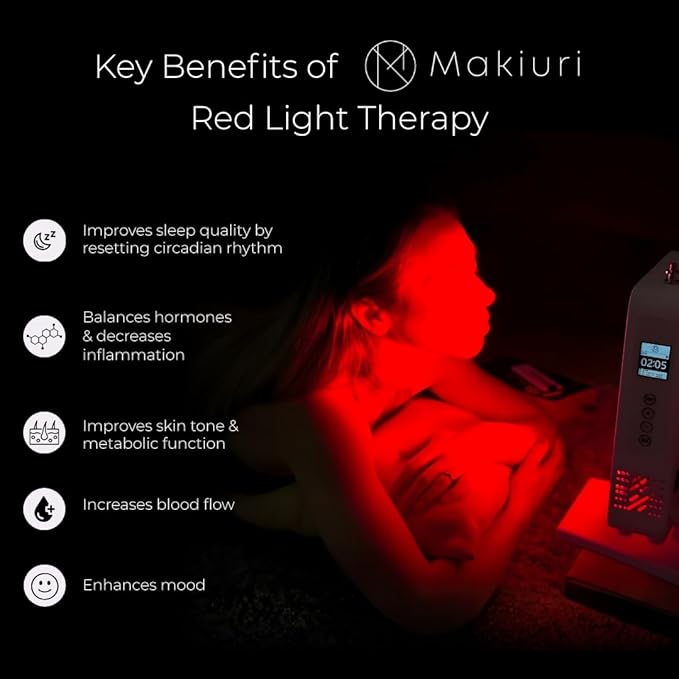 Makiuri Red Light Therapy Panel for Face & Body | 630 nm, 660nm, 810nm, 830nm, 850nm | Clinical Grade Red & Near-Infrared LED Light Therapy (5 Wavelengths) | High Irradiance | Mercury (White 60 LED) Makiuri
