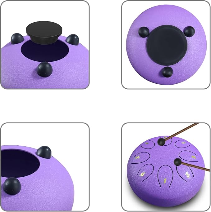 REGIS Steel Tongue Drum 6 inch 8 Notes Musical Percussion Instrument, rain Drum for Outside - Musician Gift for Family and Friends(Lavende)