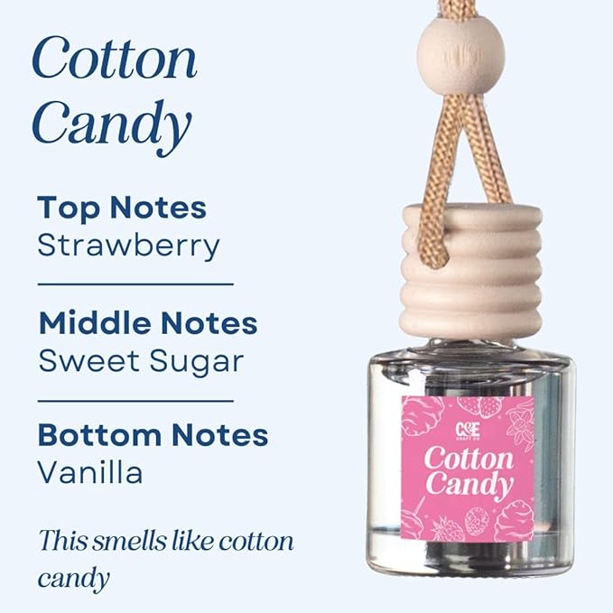 CANDECraftCo Car Air Hanging Fragrance Oil, Car Auto Freshener for Essential Oils, Scents Fragrance Aromatherapy Automobile Diffuser, Long Lasting (Cotton Candy) - Bloomnest