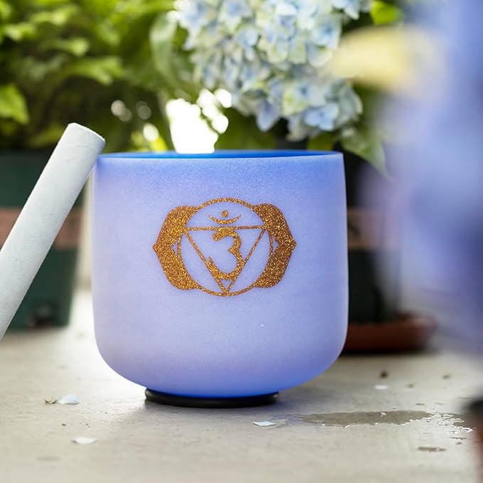 Hye-eun Colored Crystal Singing Bowls Chakra Set of 7, 432hz Frosted Sound Bowl 7-12 Inch Set with Carrying Case for Yoga Musical Vibration Sound Healing - Bloomnest