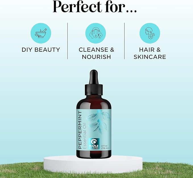 Peppermint Essential Oil for Diffuser Aromatherapy - 100% Pure Peppermint Oil for Hair Skin and Nails Plus Undiluted Refreshing Aromatherapy Essential Oil for Diffusers Baths and Topical Uses 4oz - Bloomnest