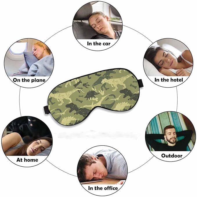 Grunge Dinosaur Sleep Eye Mask Camouflage Dino Men Women Sleep Mask with Adjustable Strap Eye Cover Eye Shade for Travel, Nap,Meditation - Bloomnest