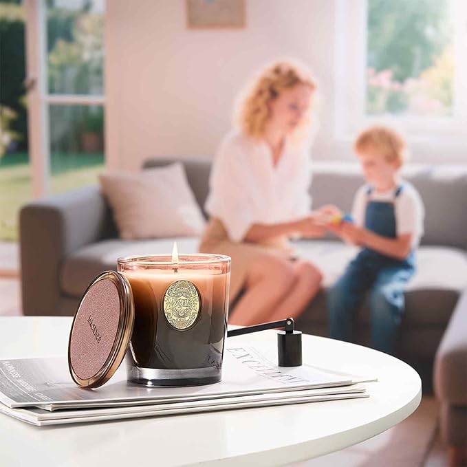 M&SENSE Natural Soy Candle | Mahogany Sandalwood & Black Brown | 9.2 oz, 50H Burn Time | Luxury Scented Candle for Relaxation, Gifting, Home Décor | Ideal for Bedroom, Office, Party Ambiance - Bloomnest