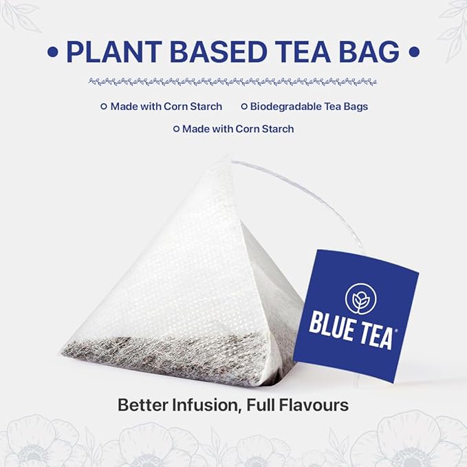 BLUE TEA - Founder’s Favourite Assorted Gift Set | 8 Varieties, 40 Count - Pyramid Plant Based Tea Bag | Caffeine Free - Herbal Tea Sampler | Tea Variety Pack | Gifts for Him and Her - Bloomnest