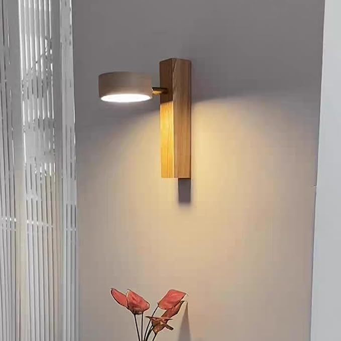 Japanese Wabi-Sabi LED Wall Sconce with Natural Stone Shade,Vintage Swivel Wall Lights,Modern Wall Sconce for Bathroom Mirror, Kitchen,Dining Room,Hallway,Vanity Lighting (B, 1 Head) - Bloomnest