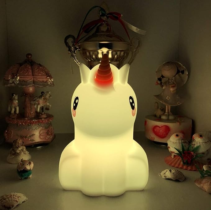 Large Unicorn Night Lights for Kids, 9 Colors silicone Bedside Table Lamps Baby Bedroom Lighting Nursery Children Tap lamp for Toddlers Boys Girls Adults Student Elder Bathroom Outdoor - Large - Bloomnest