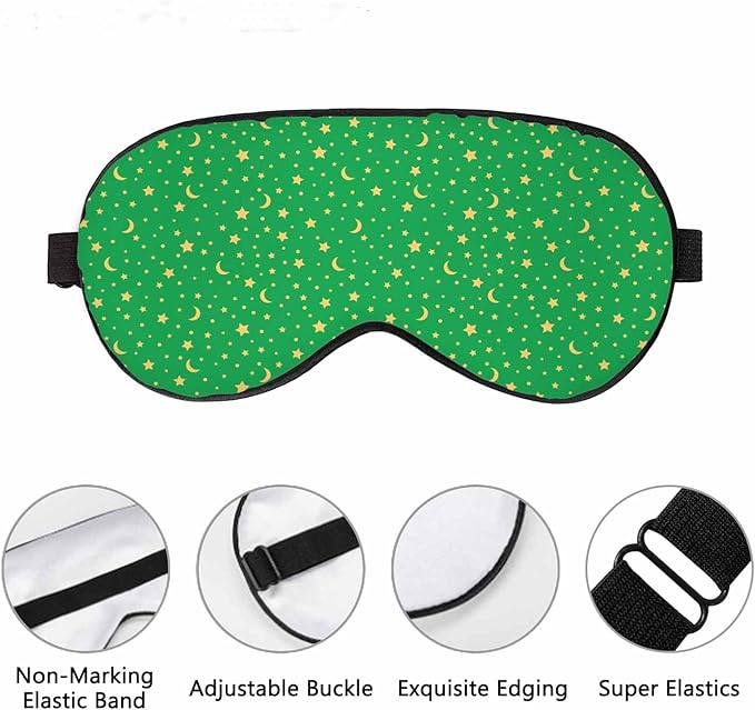 Celestial Sleep Eye Mask Gold Stars Moon Men Women Sleep Mask with Adjustable Strap Eye Cover Eye Shade for Travel, Nap,Meditation - Bloomnest